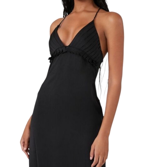 Forever 12 Satin Pleated Cami Slip Dress Sz Medium Goth Peplum Ruffle Whimsigoth - Picture 5 of 13